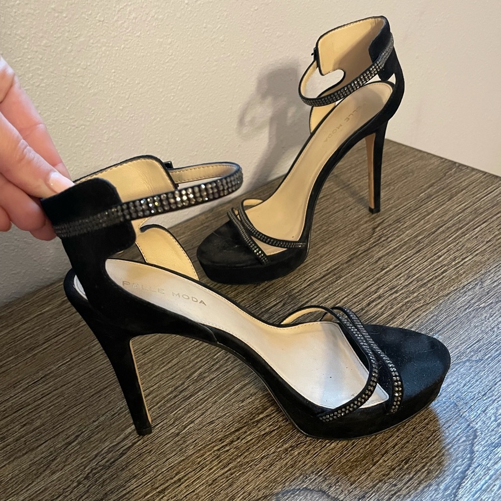 Black PELLLE MODA Heels with Crystal trim